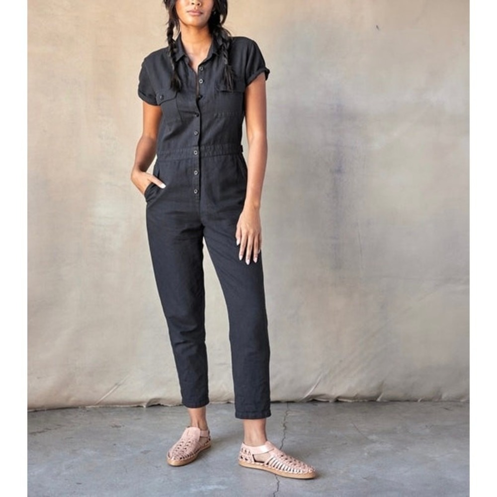 OUTERKNOWN S.E.A. Suit Jumpsuit Women Small Grey Utility Short Sleeve Boilersuit